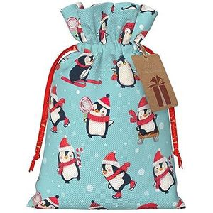 Winter Kerst Pinguïns Print Xmas Wrapping Voor Alle Soorten Vakantie Trekkoord Kerst Gift Zakken Assortiment
