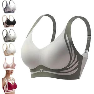 Draadloze Push-Up BH Anti-Slapping Lifting Volledige Dekking Naadloze Comfort voor Vrouwen(Green,3X-Large)