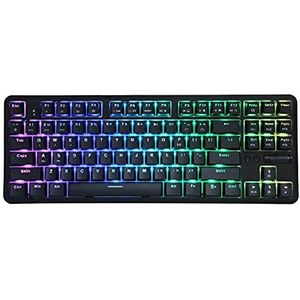 Ajazz Mechanisch Gamingtoetsenbord, K870T 87 Toetsen Mechanisch Toetsenbord Verlichte Toetsen met Bluetooth 1,6 M Bedrade Dubbele Modus en 18 Kleurrijke -verlichting(zwart)