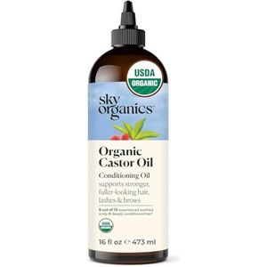Sky Organics Organic Castor Oil voor Haar, Wimpers & Wenkbrauwen 100% Puur & Koudgeperst USDA Certified Organic om te Versterken, Hydrateren & Conditioneren, 16 fl. Oz