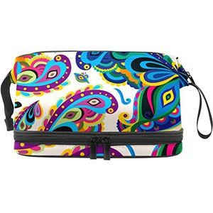 Grote capaciteit reizen cosmetische tas,Kleurrijke vlinder insect patroon,Make-up tas,Waterdichte make-up tas organisator, Meerkleurig, 27x15x14 cm/10.6x5.9x5.5 in