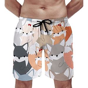 Leuke Hond Of Foxy Fox Wolf Mens Strand Shorts Sneldrogende Board Shorts Mesh Voering Strandbroek Gym Zwembroek L