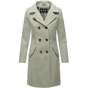 MARIKOO Wollen damesmantel lange trenchcoat met reversekraag Nanakoo XS-XXL, Smokey Mint, XL