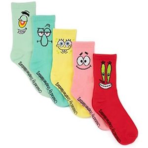 SpongeBob SquarePants Sokken 5 Pack Unisex Volwassenen | Mannen vrouwen veelkleurige Patrick Squidward Mr. Krabs Plankton | Schoenen Accessoires