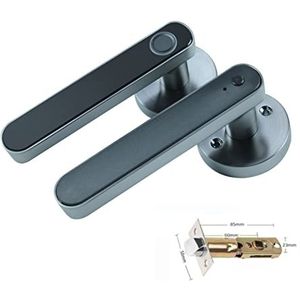 Slim slot Tuya Digitaal Elektronisch Smart Deurslot Biometrische Vingerafdruk Deurklink Keyless Digitaal Wachtwoord Smart Home(Grey and Gateway)