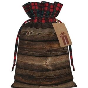 Bruine houten herbruikbare geschenktas-trekkoord kerstgeschenktas, perfect voor feestelijke seizoenen, kunst & ambachtelijke tas