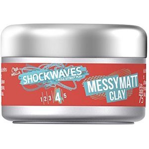 Wella Shockwaves Messy Matt Clay, verpakking van 6 stuks (6 x 75 ml)