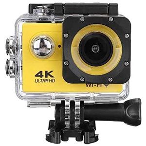 Actiecamera, 4K Actie Camera HD 1080P 30m Waterdichte Sport Camera 170 ° Groothoek Infrarood 2.0 Inch Scherm Video Camcorder,Buiten, Sport, Video(Giallo)