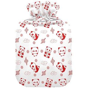 LI ZHI XIN PVC warmwaterkruik met fluwelen deksel 1L 2L kleine middelgrote pandapatroon