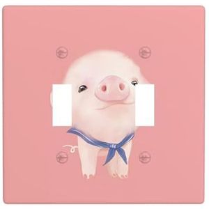 ZhaoYuGoods Roze varken print wandplaat, dubbele tuimellichtschakelaar outlet cover 2-gang 11,4 cm x 11,4 cm, PC decoratieve voorplaat voor thuis en kantoor