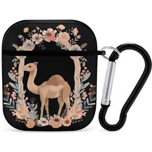 Camel-Florals Leuke Case voor AirPods 2&1 Schokbestendige Beschermende Hoofdtelefoon Gevallen Cover Met Sleutelhanger voor Mannen Vrouwen