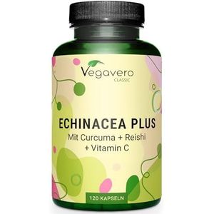 Vegavero ECHINACEA complex 500 mg | Vitamine C, Zink, Kurkuma en Reishi | Capsules met acerola, bèta-glucaan en antioxidanten | 120 capsules | Vegan