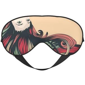 FZGGWYHL Vrouw Met Lange Kleurrijke Haar Opknoping Ondersteboven Gedrukt Zacht Oogmasker Slaap Aid Oogmasker Reizen Slaap Oogmasker