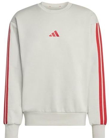 adidas Hombre ESSENTIAL THREE STRIPES FLEECE SWEATSHIRT, wonder alumina/pure ruby, XXL