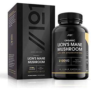 ALPHA01 Biologische egelbaardcapsules 2100 mg - Biologische Lion's Mane-paddenstoel - European Wild Hericium Erinaceus - Zonder toevoegingen, GMO-vrij, glutenvrij - 90 veganistische capsules