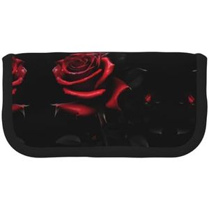gopoo Red and Roses Cute Canvas Pencil Pouch - Georganiseerde Opslag voor Reizen & Dagelijks Gebruik Etui, Make-up Pouch