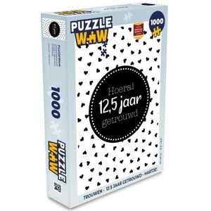 Puzzel Trouwen - 12 5 jaar getrouwd - Hartjes - Legpuzzel - Puzzel 1000 stukjes volwassenen - legpuzzel voor volwassenen - Jigsaw puzzel 68x48 cm