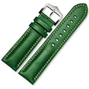 LUGEMA Echt Lederen Armband Handgemaakte Horlogeband 18 20mm 22mm Horlogeband Groen Blauwe Kleur Polshorloge Band Horloges (Color : Green silver buckle, Size : 21mm)