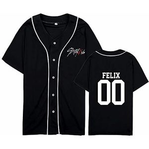 Kpop-StrayKids Baseball T-Shirt, Zomer Cool Zwart Cardigan T-Shirts Voor Stray Kids Band Fans STAY Gift