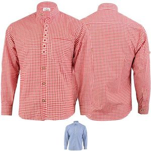 German Wear Klederdrachthemd met edelweiss-borduurwerk, opstaande kraag, 100% katoen, rood, XL