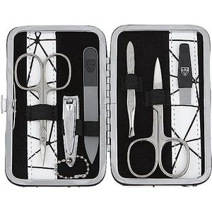 DREI SCHWERTER - Germany 6-dlg. 'Genova' | Manicureset nagelset etui in kunstleer spiderlook | Inhoud: nagelschaar, huidschaar, nagelknipper, glazen nagelvijl, pincet, saffier nagelvijl