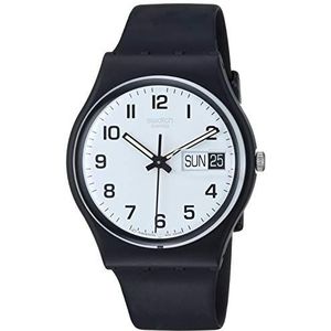 Swatch Herenhorloge, analoog, kwarts, met plastic armband, GB 743, zwart/wit, Riemen.