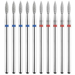 Nagel Boren Set voor Manicure, Pak van 5 Diamond Flame Nail Drill Bits 3/32 Inch for Manicure Rotary Tool Nagelriemreiniger(Tp-cn01503d-m)
