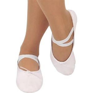 QAUUCP Zachte zool hoge elastische band effen kleur dans training schoenen ballet schoenen (wit, 26)