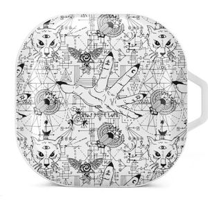 Open Magician Hand Oordopjes Case Compatibel met Samsung Hard Shell Beschermhoes Wit-Stijl