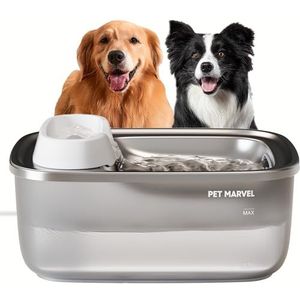 Pet Marvel Hondenwaterfontein 7 l / 1,8 liter voor grote honden, meerdere huisdieren, roestvrijstalen waterbak, automatische waterbak, dispense, gemakkelijk schoon te maken en te monteren met pomp en
