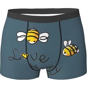 ZJYAGZX Liefde Honing Print Heren Zachte Boxer Slips Shorts Viscose Trunk Pack Vochtafvoerende Heren Ondergoed, Zwart, S