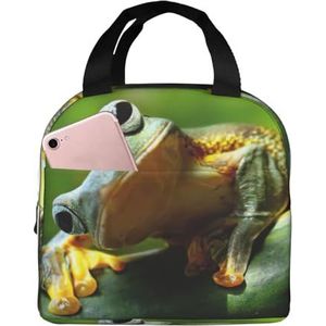 EdWal Groene kikker print lunchbox voor vrouwen mannen volwassen herbruikbare lunchtas geïsoleerd, voor werk, reizen, picknick