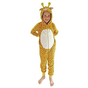 Kindercarnavalskostuum unisex jumpsuit overall onesie pyjama in leuke diermotieven, maat: 152, kleur: giraffe