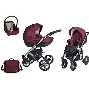 Kinderwagen 3in1 2in1 Isofix kinderwagen set + accessoires Kleurselectie Mila Premium Silver van ChillyKids Plum 01 3in1 (inclusief autostoeltje)