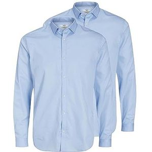 JACK & JONES Heren overhemd slim fit overhemd, 2 x kasjmier blauw, L