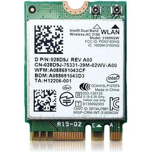 Legacy M.2 Wi-Fi Adapter for Intel 3160 Wireless-AC | 433Mbps WiFi with Bluetooth 4.0 | 2.4GHz & 5GHz Network Card | Works with Intel, AMD, Linux & Windows | 3160NGW Wireless Adapter
