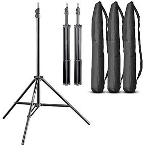 Walimex pro WT-803 lampstatief 208 cm - licht lichtstatief van aluminium, hoogte max. 208 cm draagvermogen 3,5 kg voor fotografie studio mobiel video flash softbox ringlicht, met tas + adapter, set van 3