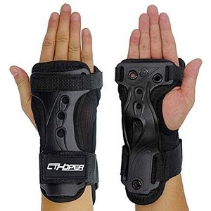 CTHOPER Skiën, polsbescherming, handschoenen, rolschaatsen, polspalmen, beschermende uitrusting, verstelbare handschoenen, polssteun voor snowboarden, skateboard, schaatsen, skiën (zwart, XL)