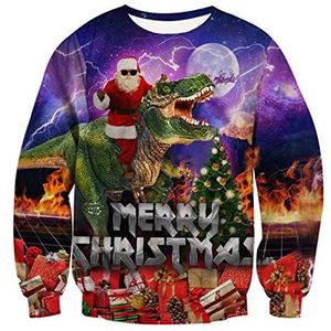 Rave on Friday Lelijke kersttrui, uniseks, met grappige 3D-print, valse tweedelige trui, sweatshirts, lelijke lange mouwen, feesttrui