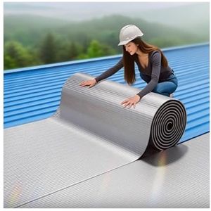Zelfklevende aluminiumfolie thermische isolatie katoen, warmtereflector en stralingsbarrière, thermische isolatie en geluidsisolatie, geschikt for muren, daken(1*8m/3.2*26ft,5MM(THK))