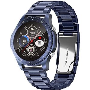 Bluetooth Smart Watch voor heren, Fitness Activity Tracker IP67 stalen band Waterproof Sport Smartwatch met hartslag slaapmonitor, voor Android iOS-telefoons (Blue)