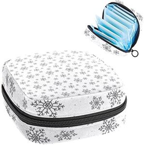 Periode Pouch Draagbare Tampon Opbergtas,Tampon Houder voor Portemonnee Vrouwelijke Product Organizer,Winter Snowflake-01, Meerkleurig, 4.7x6.6x6.6 in/12x17x17 cm