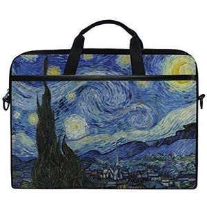 ISAOA Van Gogh Schilderij Blue Starry Night Laptop Tas, Lichtgewicht Schoudertas Laptop Messenger Bag Case Sleeve voor 14-15.6 inch Notebook Computer Bag voor Reizen/Zaken/School