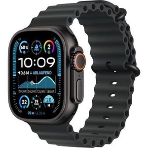 Apple Watch Ultra 2 [GPS + Cellular, 49 mm] Zwarte titanium kast met Ocean Black band, One Size (vernieuwd)