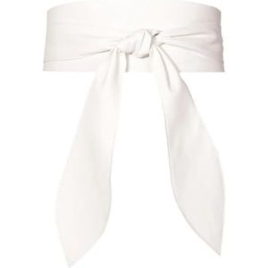 Vrouwen brede tailleriemen tailleband gestrikte strik riem zelfstrikken wikkelriem for kleding(White)