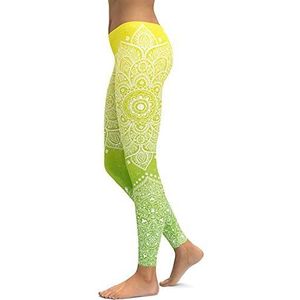 OXOLAMRIN Yogalegging voor dames, fitness, yoga, meerkleurig, verschillende maten, Geel naar Groen, M