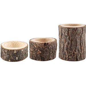 Bark Candle Holder Wood Candle Holder Wood Craft Flower Pot Succulent Candlestick Rustic Decoration Gift(Three-piece set)