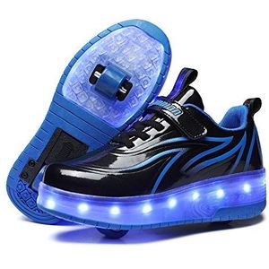 Led-verlichting, USB, oplaadbaar, knipperlichten, kleur, verandering, multisport, outdoor, dubbele wielen, sport, gymnastiek, sneakers met rol, meisjes, jongens, 39 EU