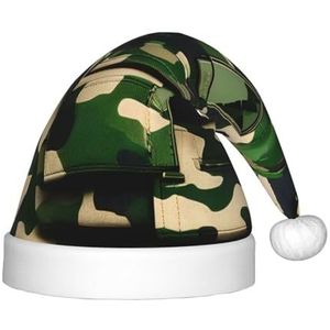 SSIMOO Groene leger digitale camouflage heerlijke kinderen pluche kersthoed - vakantie decoratieve hoed voor feesten, feestelijk plezier en meer