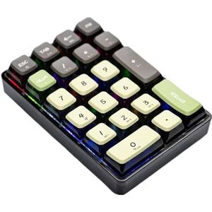 QPSJXN Bluetooth mechanische nummerpad 21 toetsen transparant toetsenbord gebruikt voor Photoshop, gaming en boekhouding (zwart)